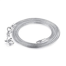 SOLID 925 STERLING SILVER SNAKE CHAIN / 1MM IN DIAMETER /18'' LONG LOBSTER LOCK