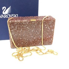 Swarovski Women’s Red Crystal Gold Chain Square Crossbody Purse