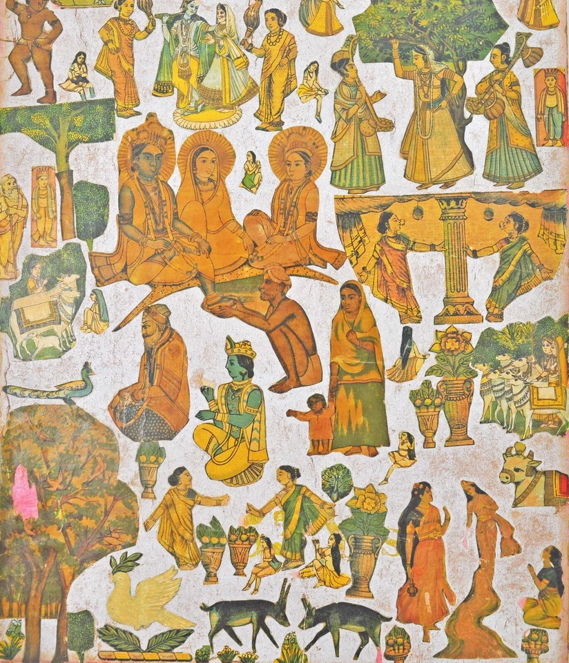 Impresiones litográficas vintage de dioses hindúes recortes originales antiguos  Foto 2 de 3