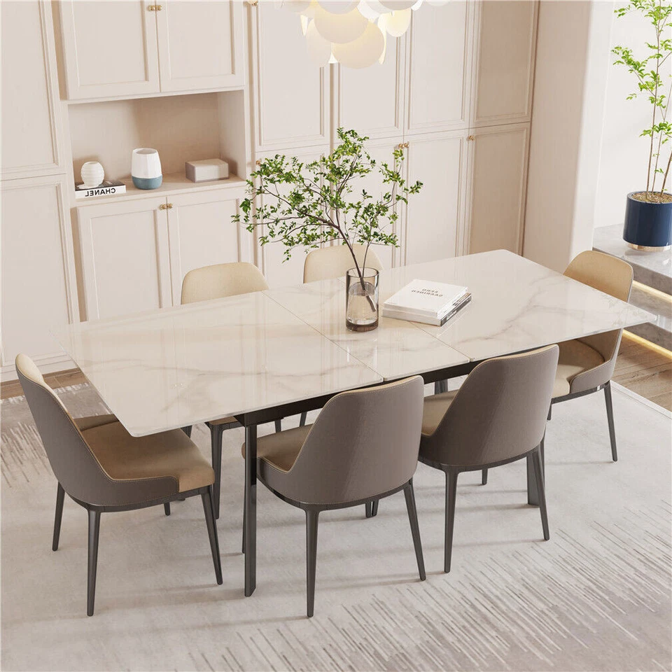 Mesa de comedor de piedra sinterizada para 6-8 personas cocina cena mesa extensible muebles Foto 2 de 4