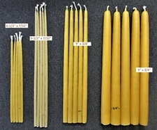 Pure YELLOW BEESWAX Taper CANDLES 100% cotton wicks, Smokeless, drip-less, USA