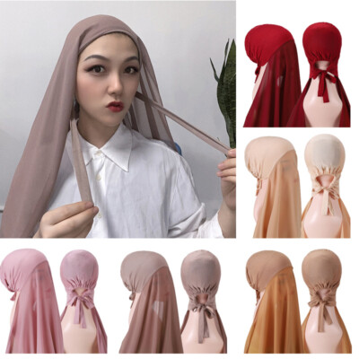Hijab 1 Piece chiffon Ready Made Pull on Scarf Instant Headscarf