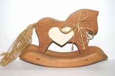 Vintage Collectibles Primitive Wooden Rocking Horse toy w/heart Handcrafted
