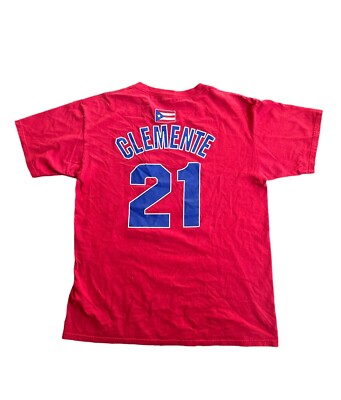 Vintage Puerto Rico Roberto Clemente Red T Shirt Mens Size Large