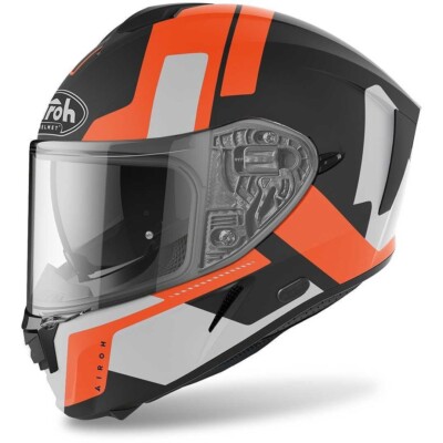 AIRROH SPARK SHOUGAN ORANGE MATT FULL FACE MOTORCYCLE HELMET SIZE XS DOUBLE VISOR