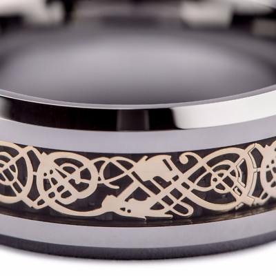 VAKKI 8mm Celtic Dragon Tungsteno Anello Di Nozze Per Uomini Donne - Foto 7