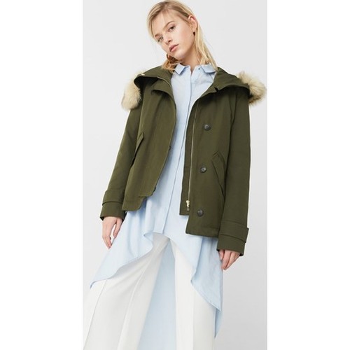 Mango Khaki Faux Fur Parka Jacket size 