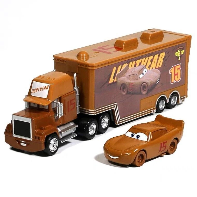 Paquete de 2 coches Disney Pixar Nº15 Muddy McQueen Mack camión + coche 1:55 juguetes diecast Foto 3 de 4