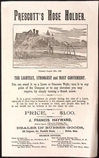 1890s Prescott's Hose Holder J Francis Hayward Rubber Good Dlr BOSTON Print Ad