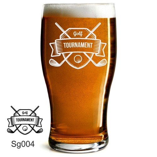 PERSONALISED 1 PINT TULIP BEER/ LAGER GLASS LASER ENGRAVED WITH GOLF DESIGN GIFT - Picture 4 of 10