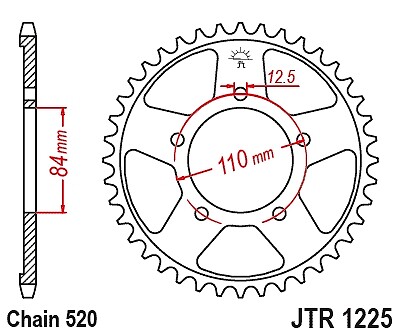 Pignon arrière JT 4734 premium en acier C49 pour Honda CMX 500 Rebel 17-18