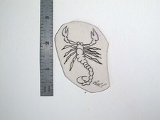 vtg 1960s Tattoo Flash acetate stencil Texas Scorpion signed TX