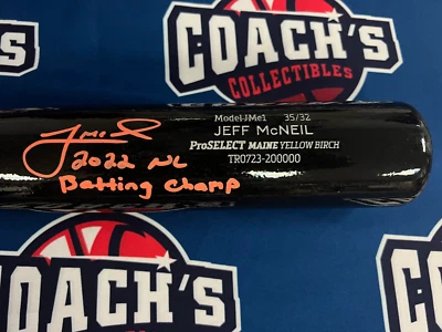 Jeff McNeil Autographed Dove Tail Game Model Bat with Inscription (Fanatics)