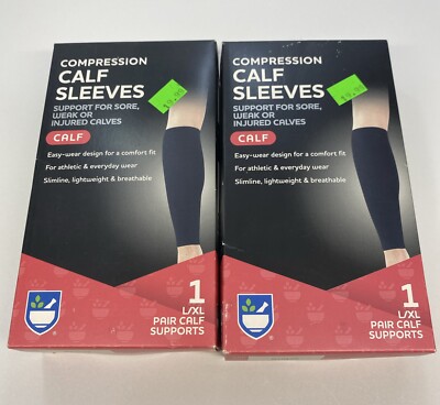 2 Rite Aid Compression Calf Sleeves Support for Sore, Weak, Calf s Size L/XL