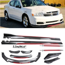 Front Bumper Lip Spoiler/ Body Kit+Side Skirt Carbon Fiber For Dodge Avenger