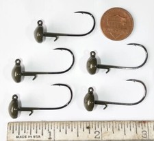 5pc-Ned Style Jig Head, 1/8.oz,Owner 5313 1/0 Hook, Green Pumpkin ,Baitkeeper