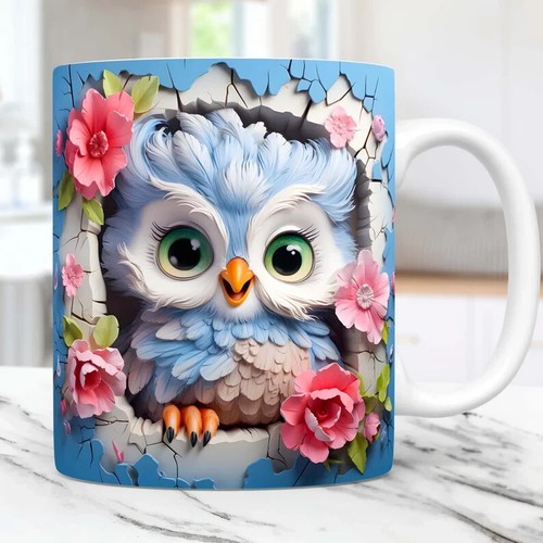KAFFEE TASSE - EULE - 3D - TASSE - KAFFEEBECHER - GESCHENK - KERAMIK TASSE