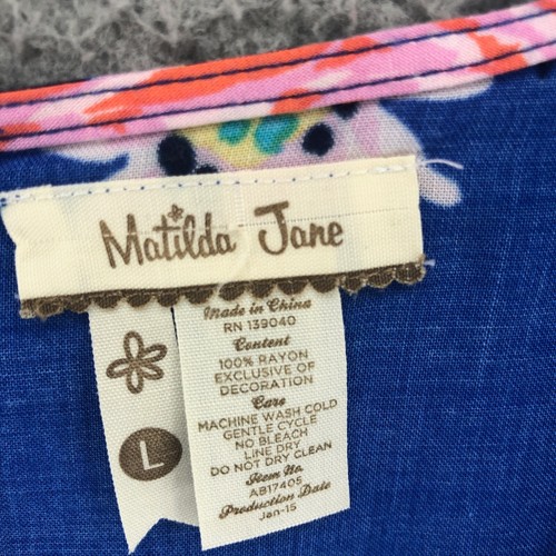 Matilda Jane Romper Womens Large Out And About Hello Lovely Blue Multi Floral - 第 7/13 張圖片