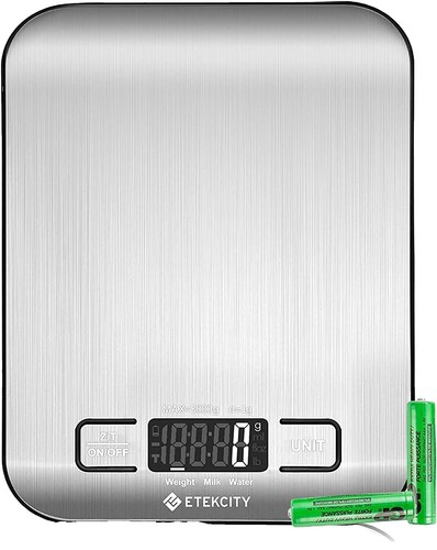 ETEKCITY DIGITAL FOOD KITCHEN SCALE 304 STAINLESS STEEL-SILVER 22LB EKS-L221-SUS
