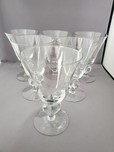 6 VINTAGE MCM SCHWEDISCHE SKRUF KRISTALLKLARE GULLI MUSTER WASSERKELCHE 5,5"