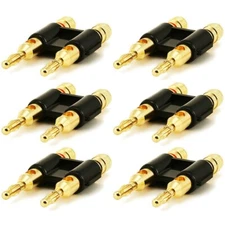 6 Pcs Dual Banana Plug Space Audio Speaker Wire Cable Connector Open Screw Gold