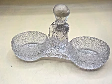RARE!  EAPG Antique Glass DOUBLE MASTER SALT Dish Dip Cellar figural Girl