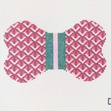 Hand Painted Needlepoint Canvas L Bloch Designs xmas ornament Yap-ard Dog Bone