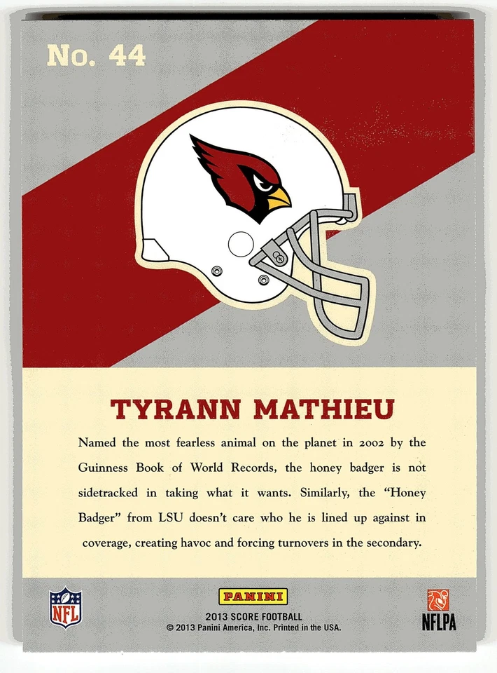 2013 Score #44 Tyrann Mathieu Hot Rookies Retail - Image 2 of 2