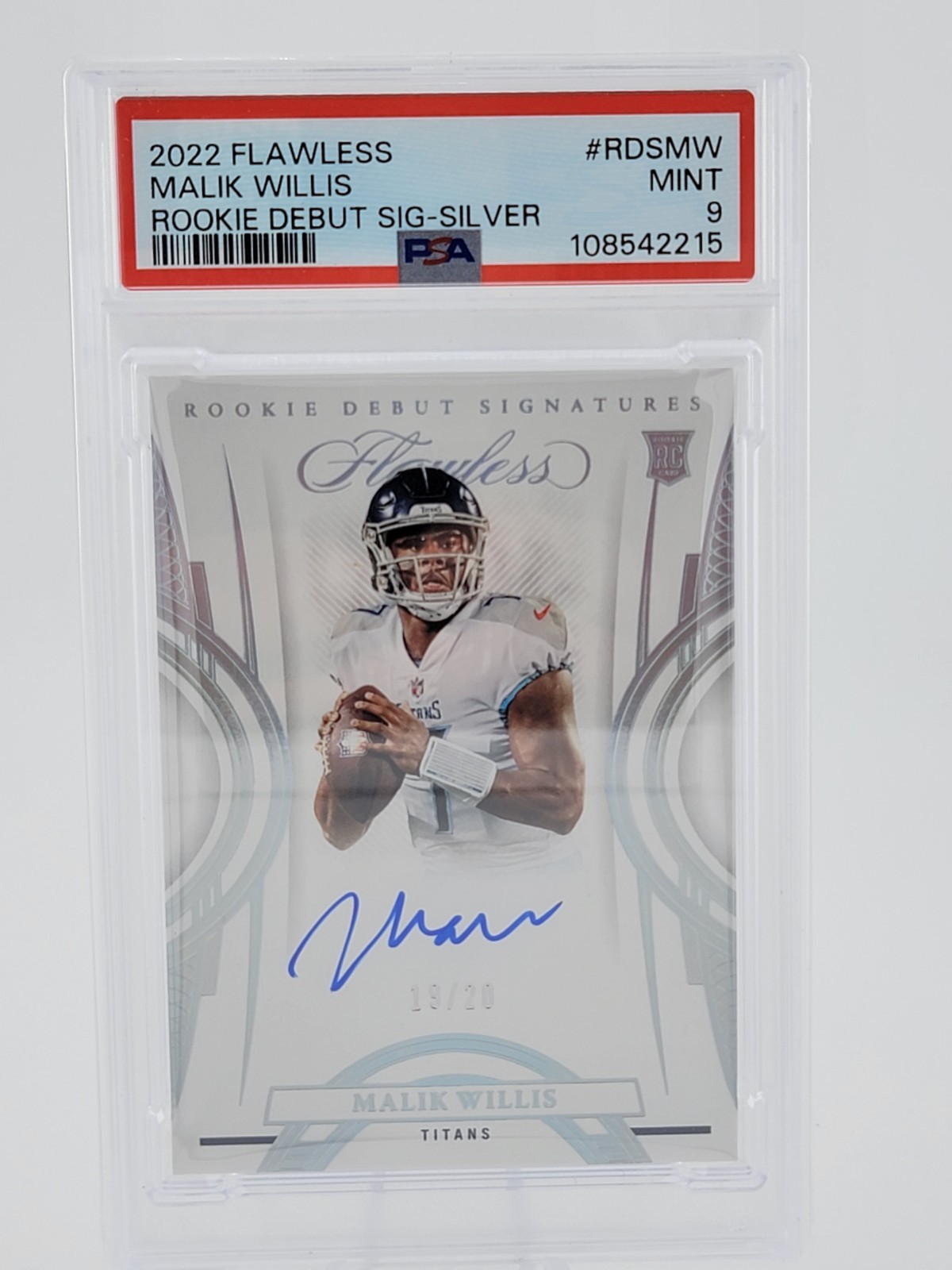 2022 Flawless Malik Willis Rookie Debut Signatures Silver 19/20 PSA 9