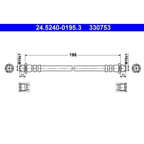 1X Bremsschlauch ATE 24.5240-0195.3 Passend FüR Opel Vauxhall-image