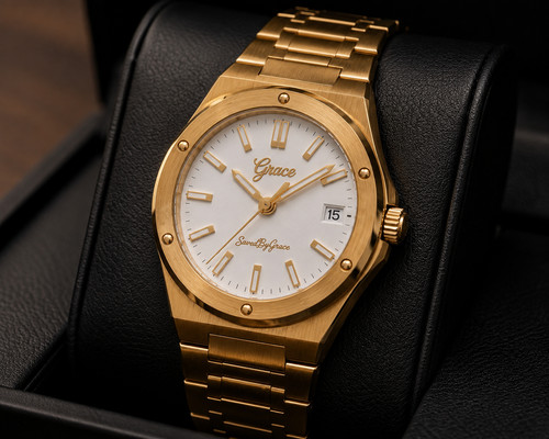  GraceCo Integrated Bracelet Watch - NH35 Automatic - Sapphire Crystal White 