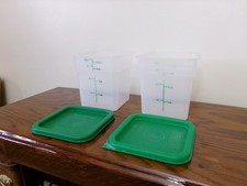 Cambro Square Storage Container Camwear Clear 3.5 Qt with Green Lid.(2 PacK)