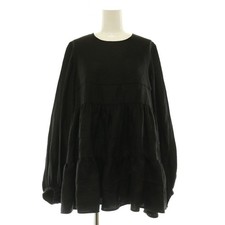【Tops】yori 24SS Front Frill Gathered Blouse Long Sleeve Volume Pullover F Black
