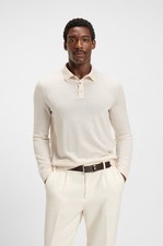 Hugo Boss Men  s Long-Sleeve Knit Polo Sweater Italian Virgin Wool Blend Size M-S