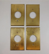 4 Vintage Brass Round Hole Outlet Switch Cover Plates