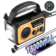 16000mAh Emergency Weather Radio, AM/FM/NOAA Weather Alert Radio Hand Crank/S...