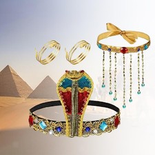 4 St&uuml;ck &Auml;gyptisches Kost&uuml;m Zubeh&ouml;r Set Schlange Armband Perlen Quaste Halskette