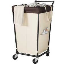160L Laundry Hamper with Wheels and Handle, 2-Section Rolling Hamper for Laun...