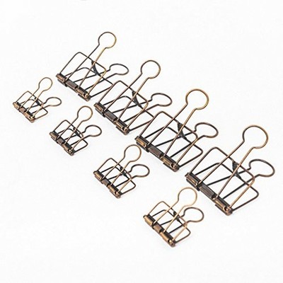 20PCS Assorted Size Skeleton Binder Clips Rustic Antique Brass Paper Clamps 3...