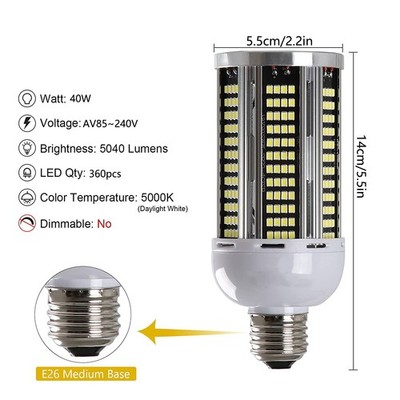 100W/60W/40W 1000W Equivalent LED Corn Light Bulb 6000K Cool Daylight White E26