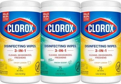 3 Pack - Clorox Disinfecting Wipes, Bleach Free Cleaning, Multi-Surface Wipes
