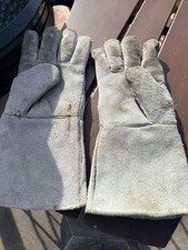 Heavy Duty Wood Burner Welding Heat Resistant Leather Gloves Stoves bbq pair 