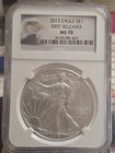 American Silver Eagle NGC 2012 UNC $1  MS-70  First Releases Eagle Logo