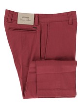 Cesare Attolini Red Solid Cotton Blend Pants ...