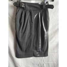 Maeve Anthropologie Gray Belted Pencil Skirt High Waist Pleated Size 0