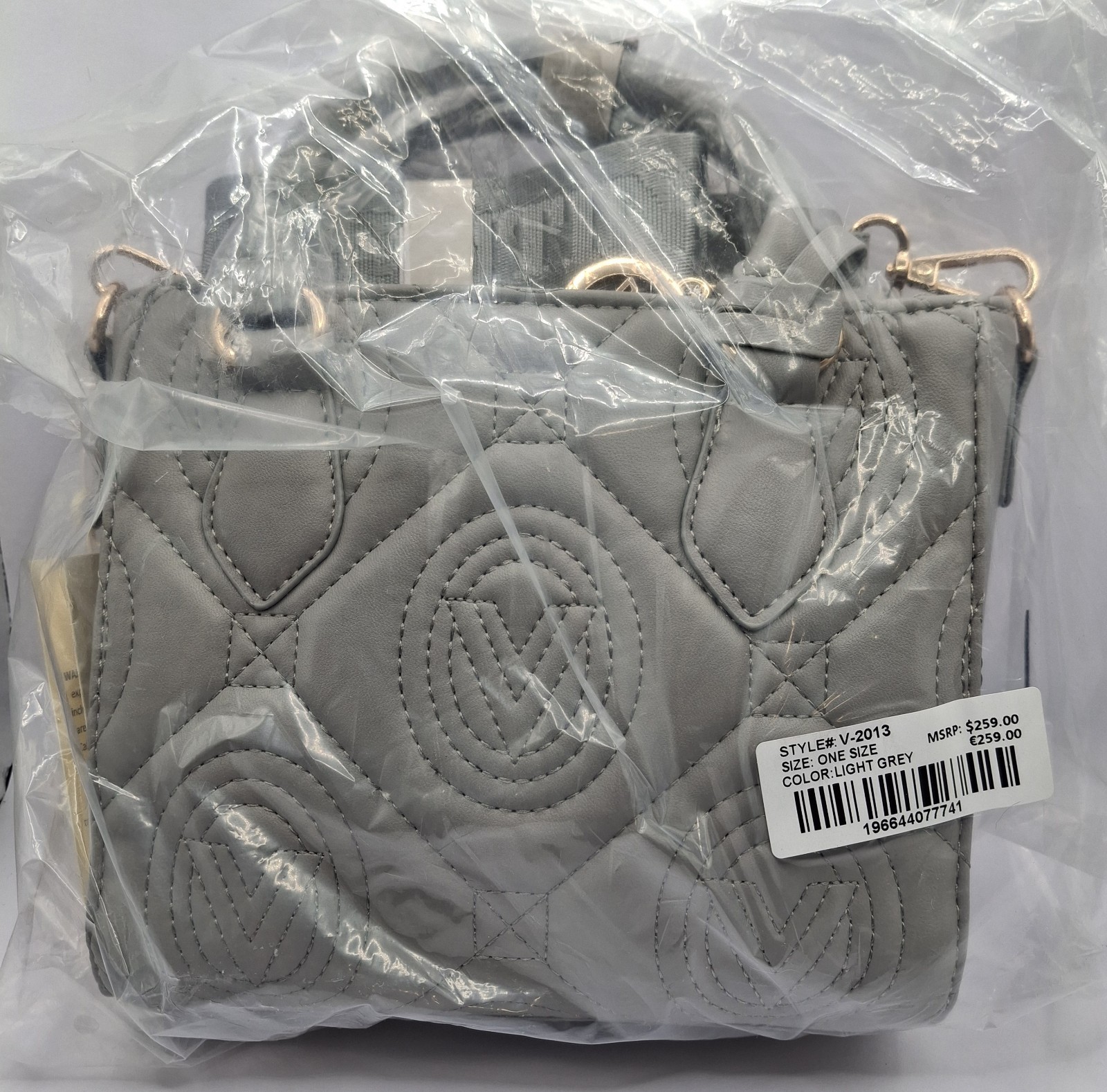 Valentino Orlandi V-2013 Light Grey Quilted Shoulder Crossbody Bag NWT MSRP $259 thumbnail 3