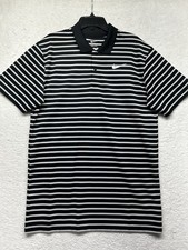 Nike Mens Size S Black Striped Victory Dri Fit Polo Shirt