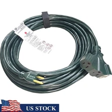 16AWG 50ft Tri-Tap Extension Cord 3-Prong Indoor Outdoor Light Duty Power New