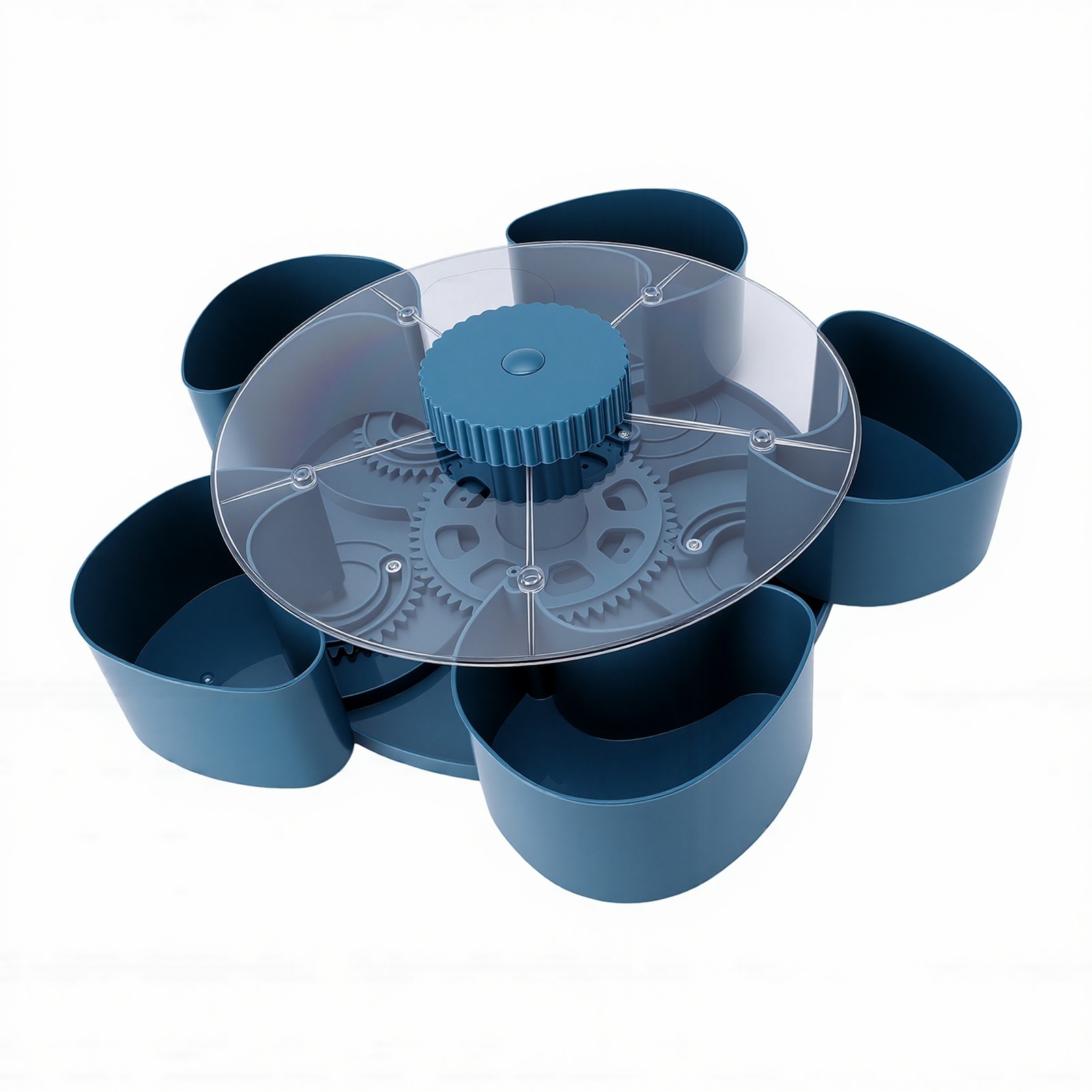 ↑Rotating Snack Tray 5 Compartments Non Slip Base Divided Spin And Snack Serving