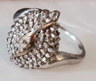 Vintage 925 Silver Women Cocktail  Ring Cluster Good Condition Sz.7